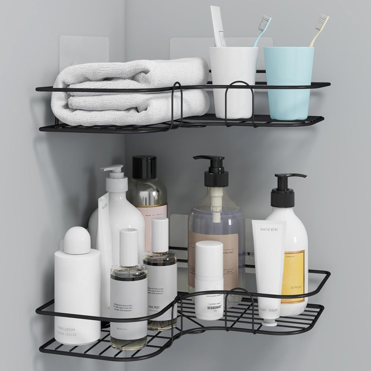 Plantex Drill Free Corner Shelf for Bathroom Wall/Bathroom Organizer Without Drill/Kitchen Shelf/ - Pack of 2 (Black,CED Powder Coated) - Image 9