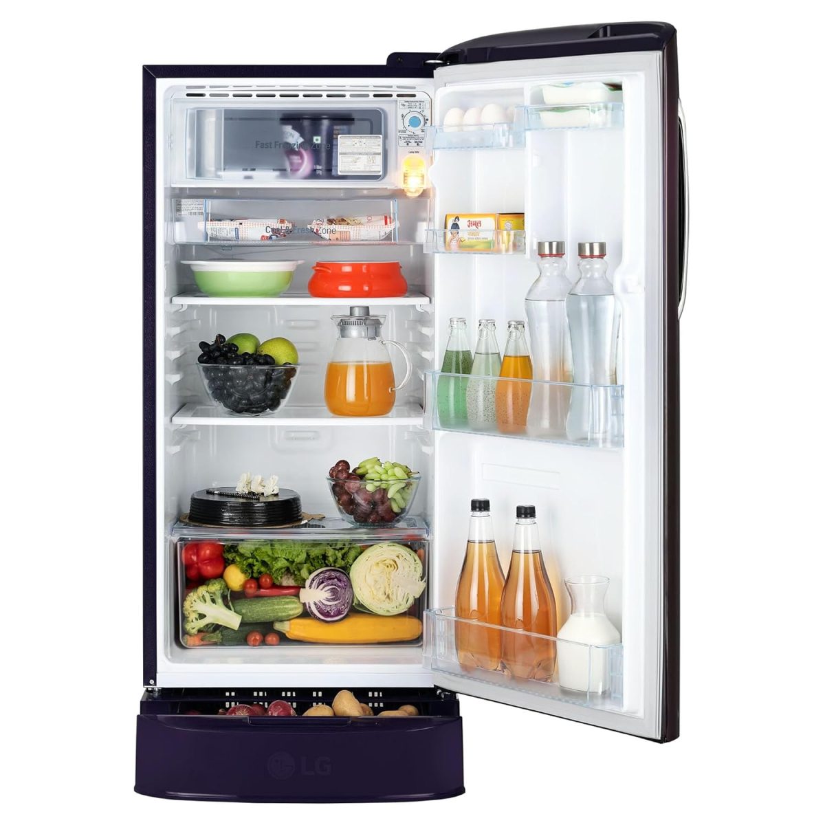 LG 185 L, 5 Star, Smart Inverter, Direct Cool Single Door Refrigerator (GL-D201APIU, Purple ILAN, Moist N Fresh, Auto Smart Connect & Base Stand Drawer) - Image 12