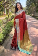 Pandadi Saree Women's Kanjivaram Pure Handloom Soft Silk Saree With Blouse Piece - Image 2