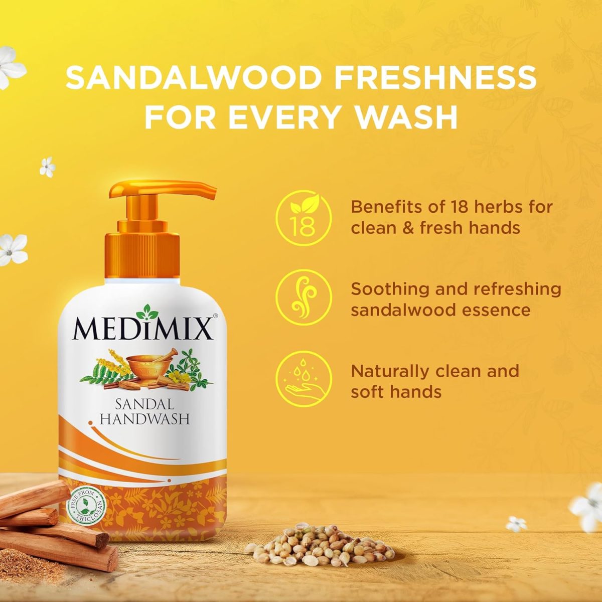 Medimix Sandal Liquid Handwash 500g Bottle (1 + 1 Combo Pack) | Ideal for Germ Protection, Soft & Moisturized Hands | Harsh Chemical-Free | Enriched with 18 Exotic Herbs - Image 2