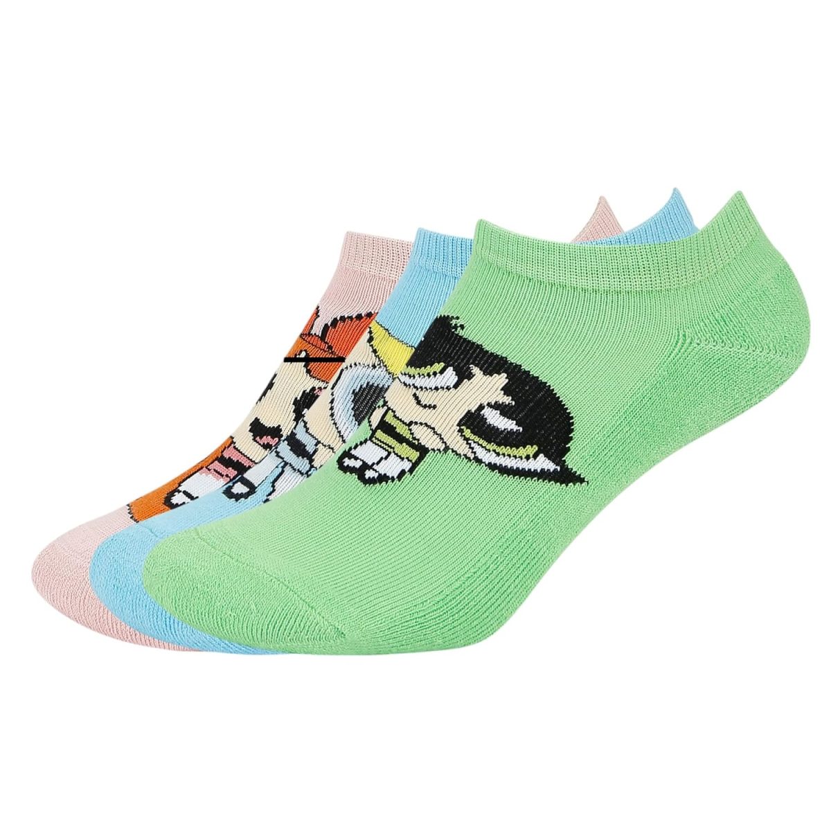 BALENZIA SocksXpress Powerpuff Girls Women's Cushioned Lowcut Ankle Socks- Pack of 3, Multicolor (Free Size) - Image 2