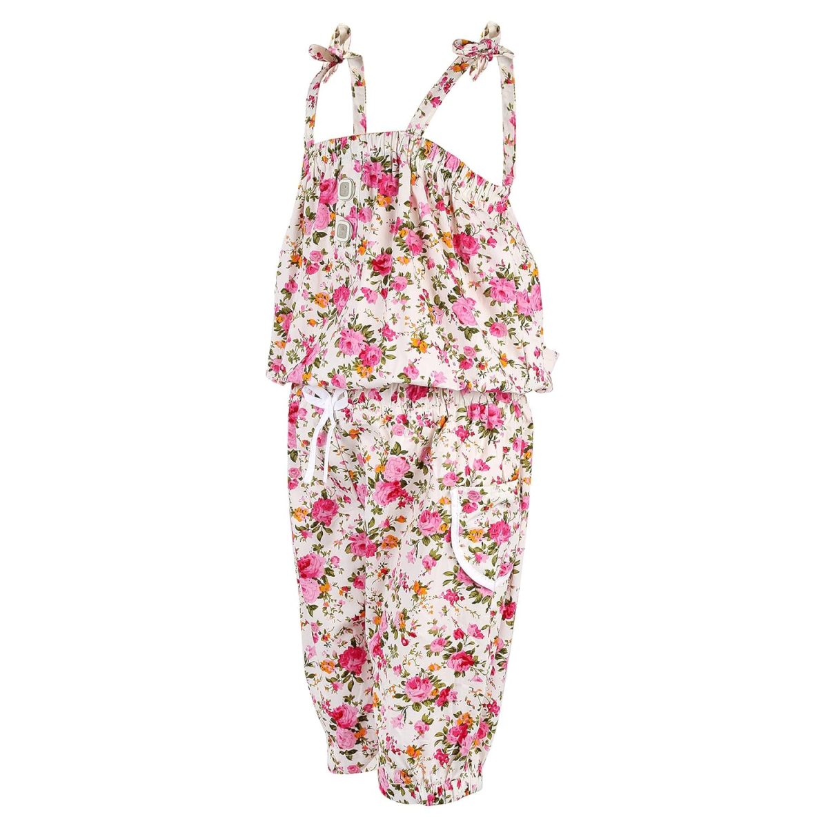 Arshia Fashions Knee Length Cotton Floral Jumpsuit for Girls - Image 3