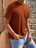 TAGDO Men's Waffle Knitted Crew Neck Regular Fit Tees (5154) - Image 2