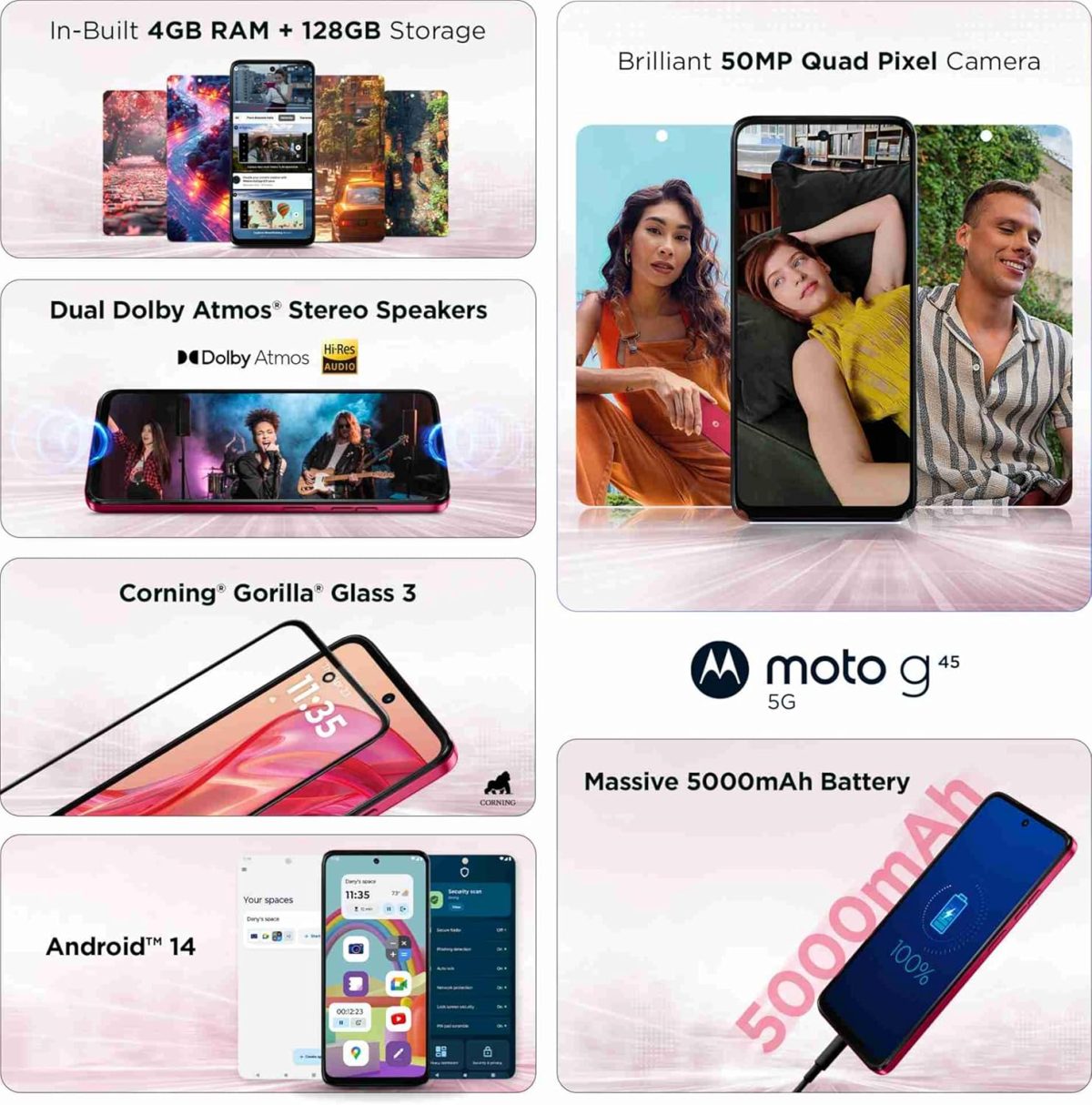 Motorola G45 5G (Viva Magenta, 8GB RAM, 128GB Storage) - Image 3