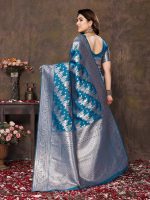 Yashika Women's Banarasi Kanjivaram Cotton Silk Saree With Unstitched Blouse Material - Image 4
