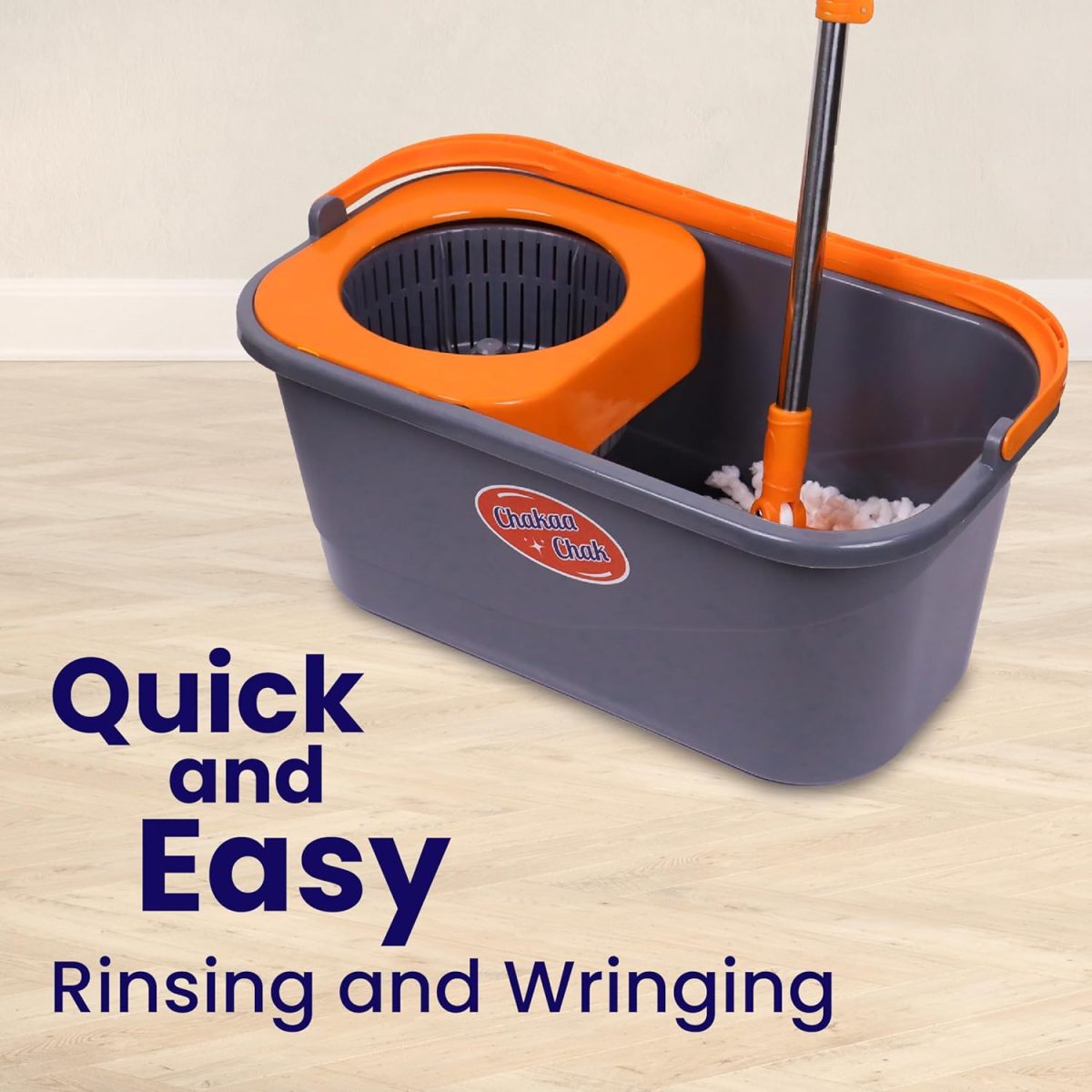 Chakaachak ECO Spin Bucket MOP with 4 Wheels,Bucket Floor Cleaning, Easy Wheels & Cleaning Mop with Bucket, pocha for Floor Cleaning, Mopping Set. - Image 4