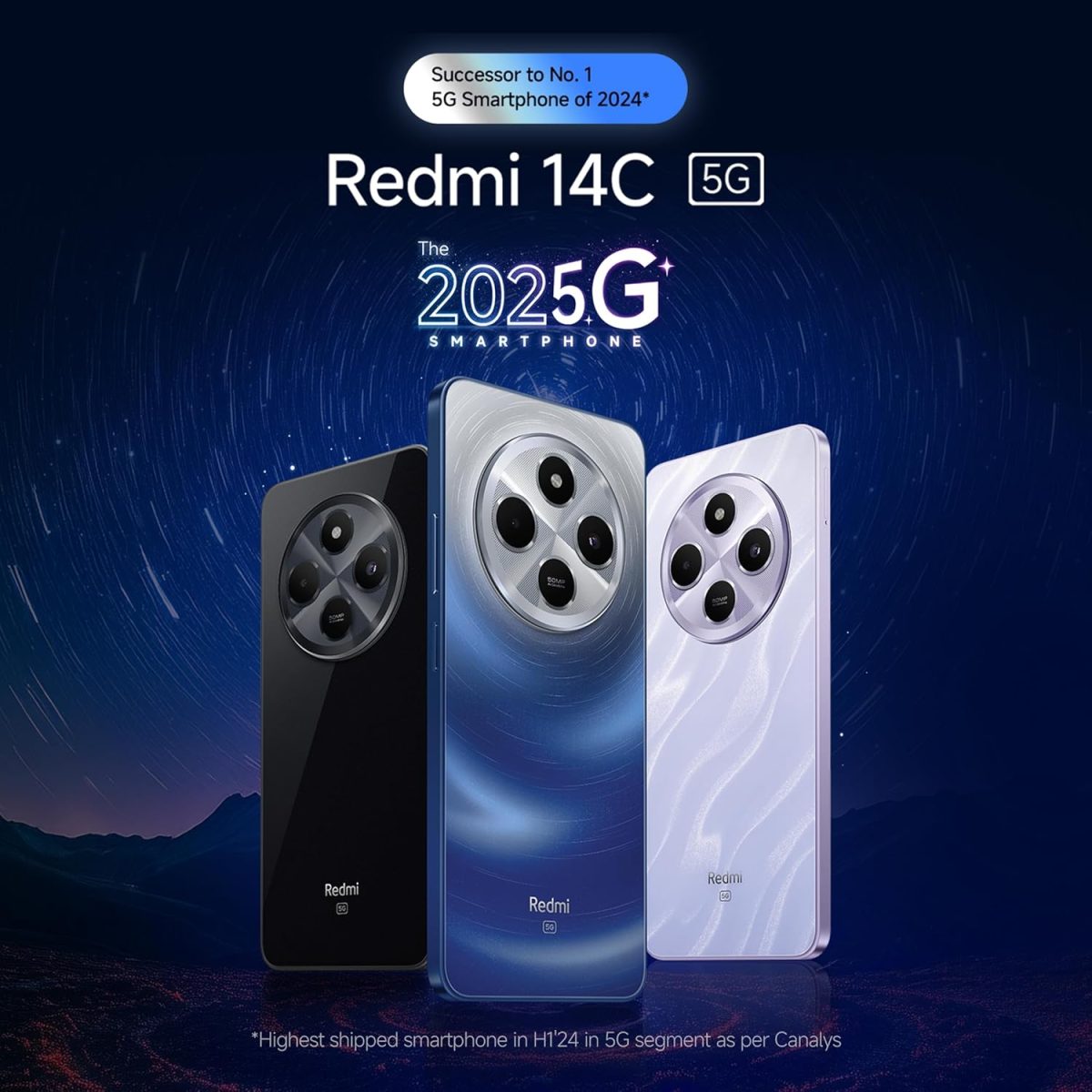 Redmi 14C 5G (Stargaze Black, 6GB RAM, 128GB Storage) | Superfast 4nm Snapdragon 4 Gen 2 | 120Hz 17.47cm (6.88”) Display | 5160mAh Battery | 50MP Dual Camera | Premium Starlight Design - Image 2