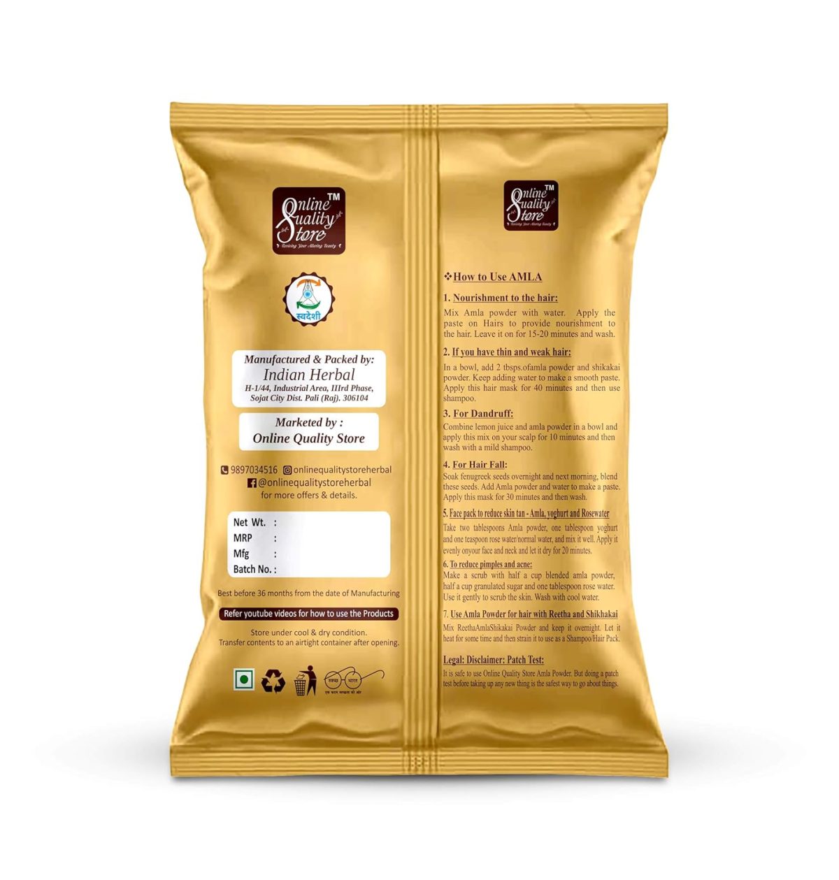 Online Quality Store Amla Reetha Shikakai, Bhringraj and Hibiscus Powder for Hair |Aritha|Ritha|Soapnuts|Indian Gooseberry |organic Bhringraj |Hibiscus /gudhal /gudhal fool powder(Pack of 5 ,50g each ,Total 250g Pack) - Image 3