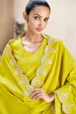 MOKOSH Women's Solid Chinon Embroidered V Neck Sleeveless Kurta and Pant with Dupatta Set - Image 2