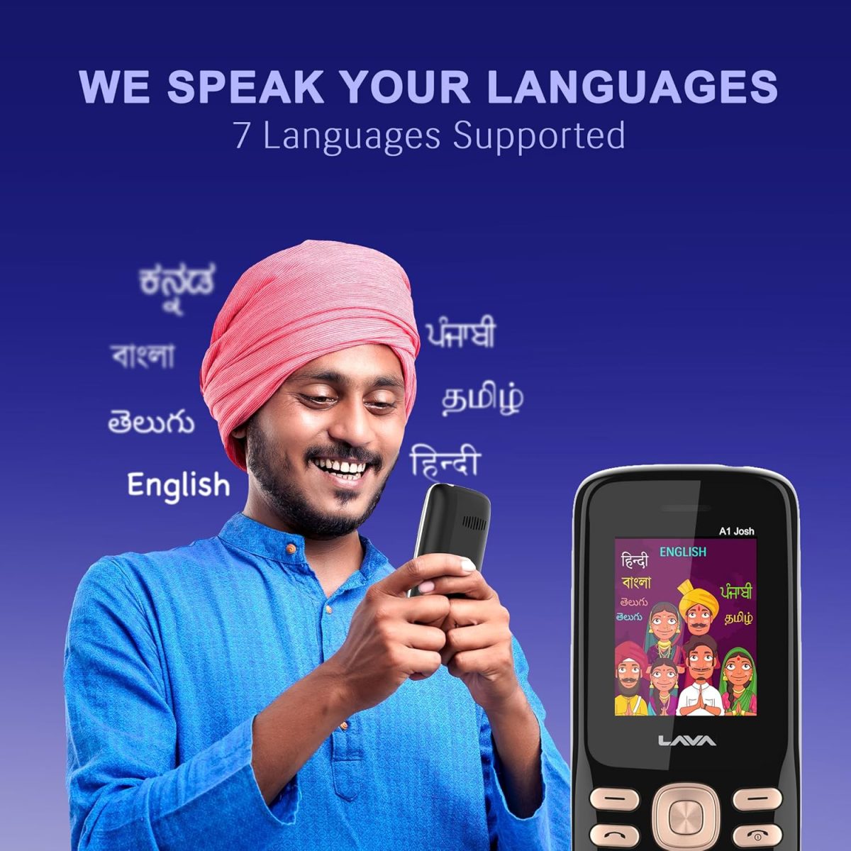 Lava A1 Josh (with BOL Feature) Dual Sim Keypad Mobile Phone | Long-Lasting Battery |22 Launguages Read Support | Auto Call Recording | Call Blink Notification (Black Gold) - Image 8