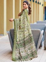 Satrani Women's Dola Silk Printed Weaving Border Saree with Unstitched Blouse Piece - Image 3