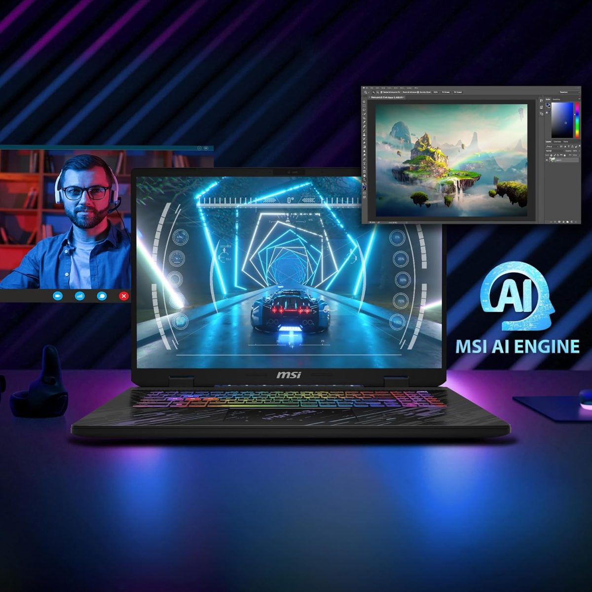 MSI Pulse 17 AI, Intel Core Ultra 7 155H, Built-in AI, 43CM 16:10 QHD+ 240Hz Gaming Laptop(16GB/1TB NVMe SSD/Windows 11 Home/NVIDIA GeForce RTX 4070, Core Black/2.8Kg), C1VGKG-031IN - Image 6
