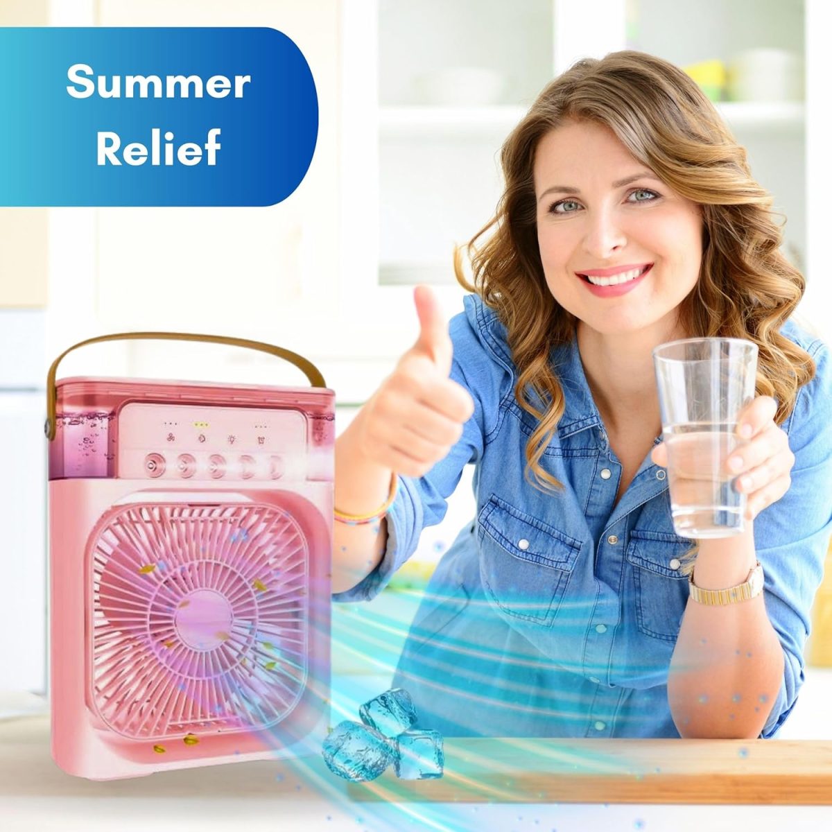 TRIDEO Portable Air Conditioner Fan, Mini Evaporative Air Cooler with 7 Colors LED Light for Home-Office-Artic-Cooler-3In1-Conditioner-Humidifier-Purifier-Mini-Cooler-air-conditioners Pink_SA13 - Image 3