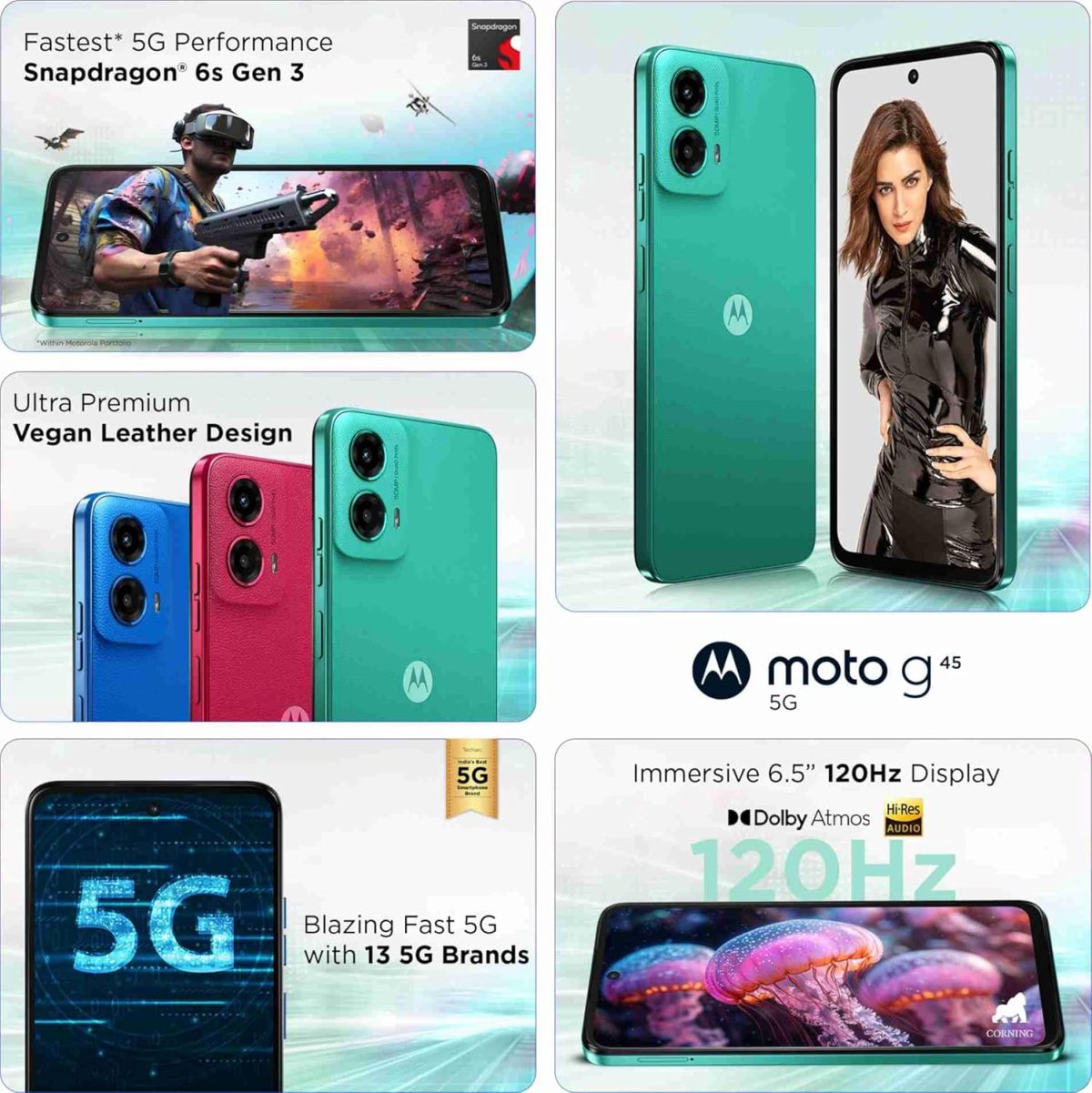 Motorola G45 5G (Brilliant Green, 8GB RAM, 128GB Storage) | 6.5" FHD+ Display | Snapdragon 6 Gen1 Processor | 50MP Camera | 16MP Front Camera | 5000mAh Battery | 33W Charging - Image 2