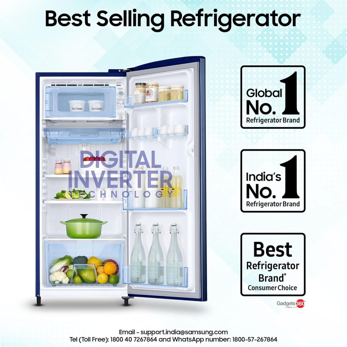Samsung 183 L, 4 Star, Digital Inverter, Direct-Cool Single Door Refrigerator (RR20C1724CU/HL, Camellia Blue) - Image 4