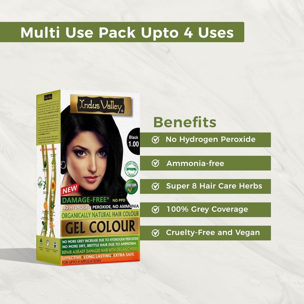 INDUS VALLEY Damage Free Natural Gel Hair Colour for Women | Ammonia & PPD Free Organic Hair Colour with 100% Grey Coverage, Long Lasting Conditioning Hair Color | Black 1.00-220 ml - Image 7