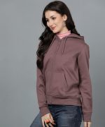 Alan Jones Clothing Women's Solid Zipper Hooded Sweatshirt | Front Zip, Ribbed Hem, Lined Hood, Casual Winter Wear - Image 2