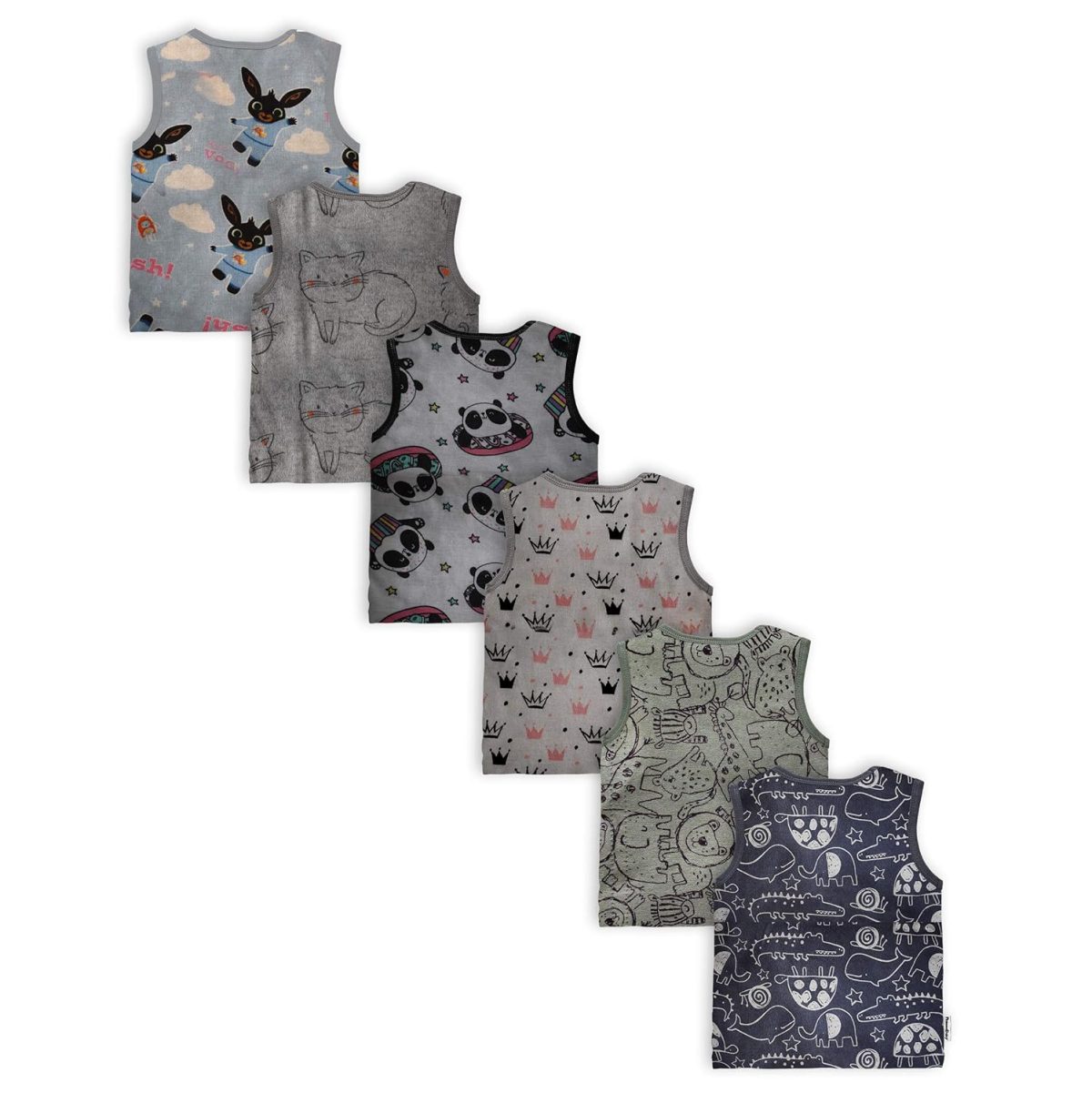 Tinchuk Printed Summer Cotton Sleeveless Boys Tshirt -Mix - Image 3