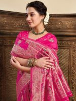Satrani Women's Banarasi Silk Weaving Saree with Unstitched Blouse Piece - Image 4