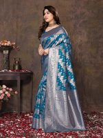Yashika Women's Banarasi Kanjivaram Cotton Silk Saree With Unstitched Blouse Material - Image 3