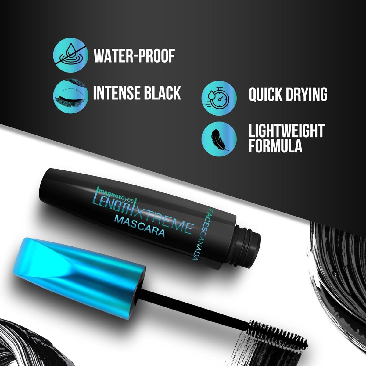 FACES CANADA Magneteyes Length Xtreme Mascara - Black, 8g | Volumizes Lashes | Waterproof | Quick Drying | Long Wear | Intense Black Finish | Lightweight | Enriched With Jojoba Oil & Vitamin E - Image 3