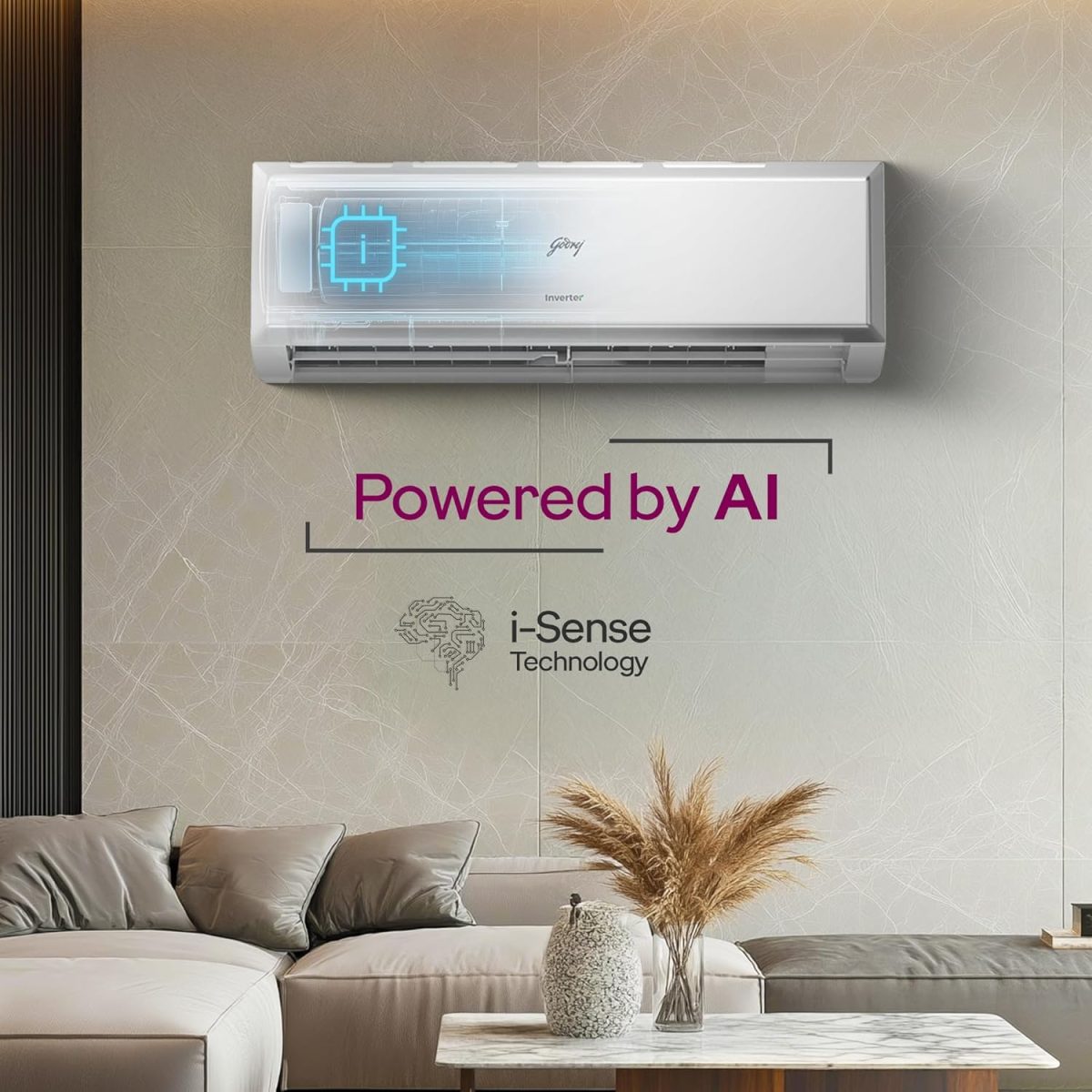 Godrej 1 Ton 3 Star, 5 Years Comprehensive Warranty, 5-In-1 Convertible Cooling, Inverter Split AC (Copper, 2025 Model, Heavy duty cooling at 52 °C, AC1T EI 12PINV3R32 WYQ 3S, White) - Image 2