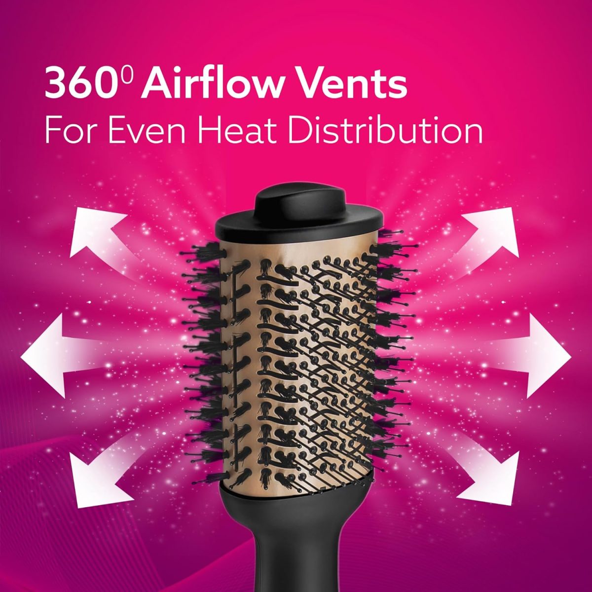 AGARO HV2179 Hot Air Brush for Hair, Blow Dryer Brush, Volumizer & Styler, 360° Airflow Vent, Oval Barrel for Hair Volume, Charcoal Bristles, Ceramic Coating Brushing Head, 1200W, Gold & Black - Image 3