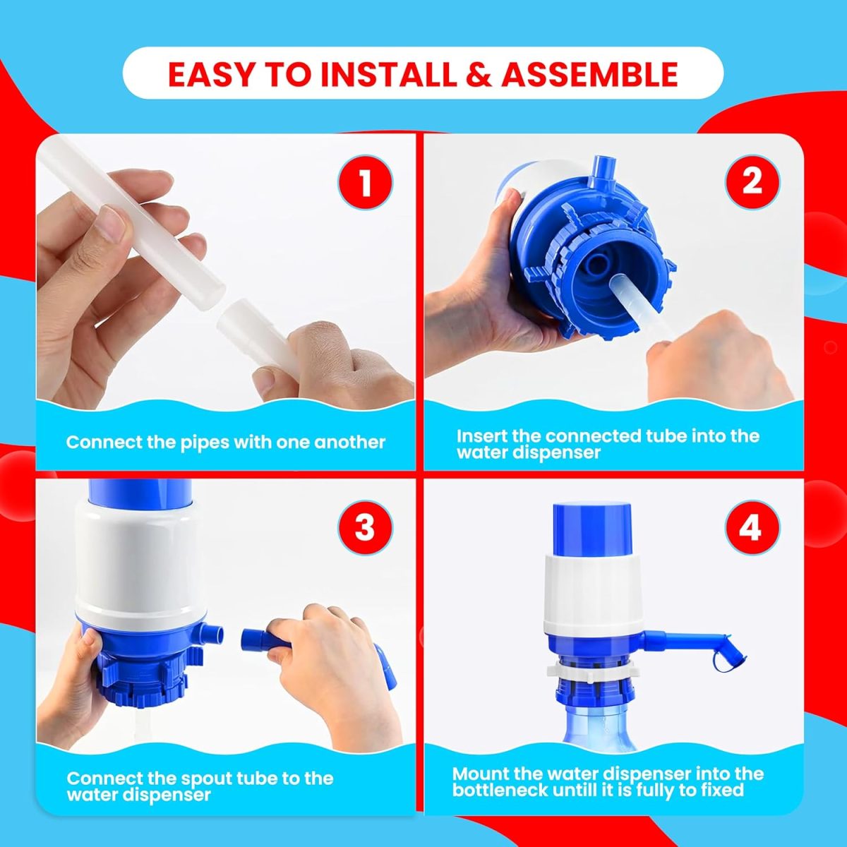 HUILE Manual Water Dispenser Pump For 20 Liter Bottle Can Easy Portable Hand Press Dispenser Pump For Universal 2-5 Gallon Bottle Can (Pack Of 1), Blue - Image 7