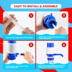 HUILE Manual Water Dispenser Pump For 20 Liter Bottle Can Easy Portable Hand Press Dispenser Pump For Universal 2-5 Gallon Bottle Can (Pack Of 1), Blue - Image 7
