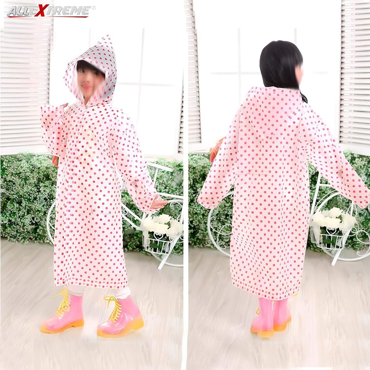Allextreme EXRS02A Women EVA Transparent Rain Coat Hooded Outdoor Water Resistant Portable Raincoat Suit (Universal Size, Random Colors) - Image 5