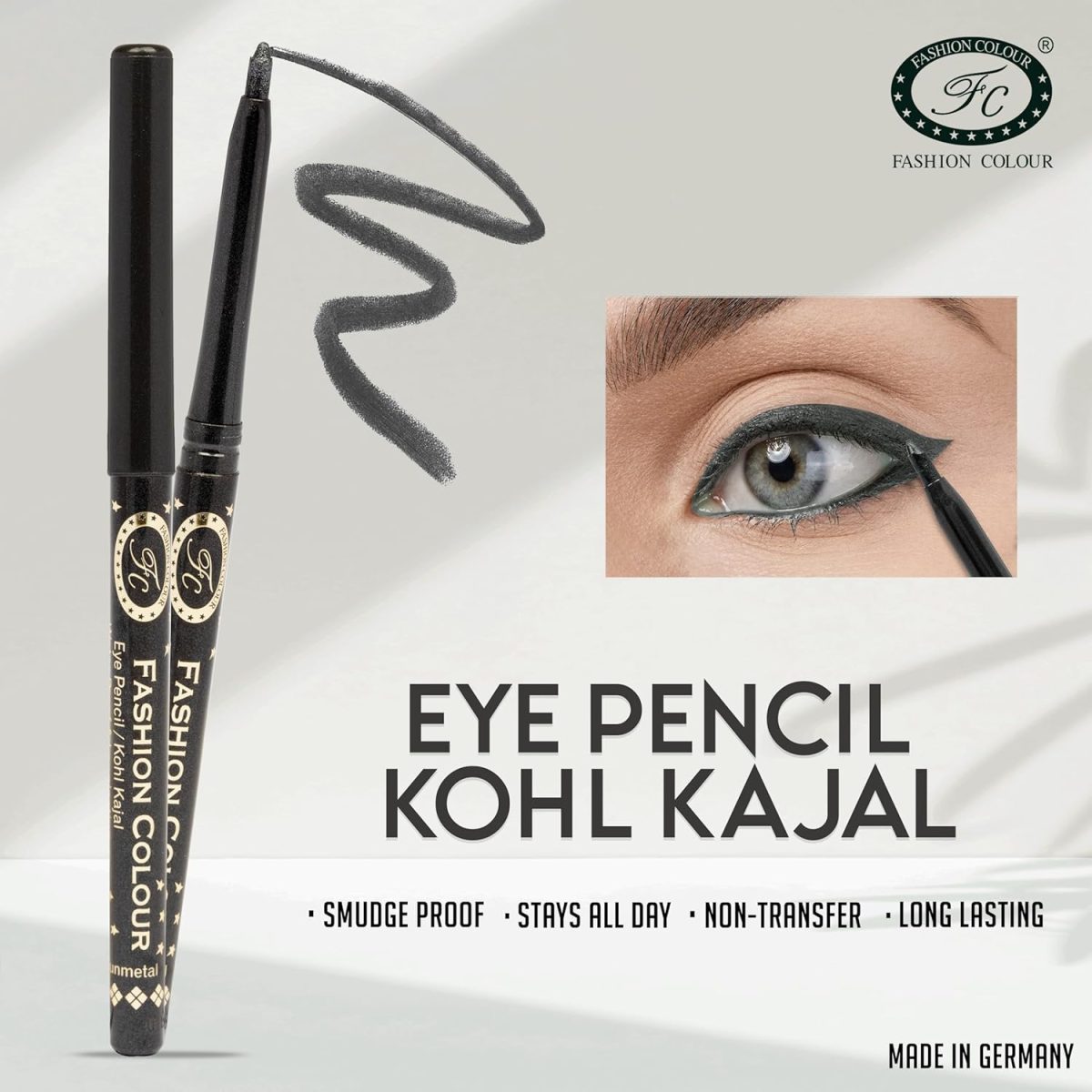FASHION COLOUR Intense Revolving Kajal | High Impact Intense Color In 1 Stroke | 12 Hr Long Stay | Matte & Mettalic Finish | Soft Texture | Waterproof & Smudgeproof Kajal | (Grey) - Image 4