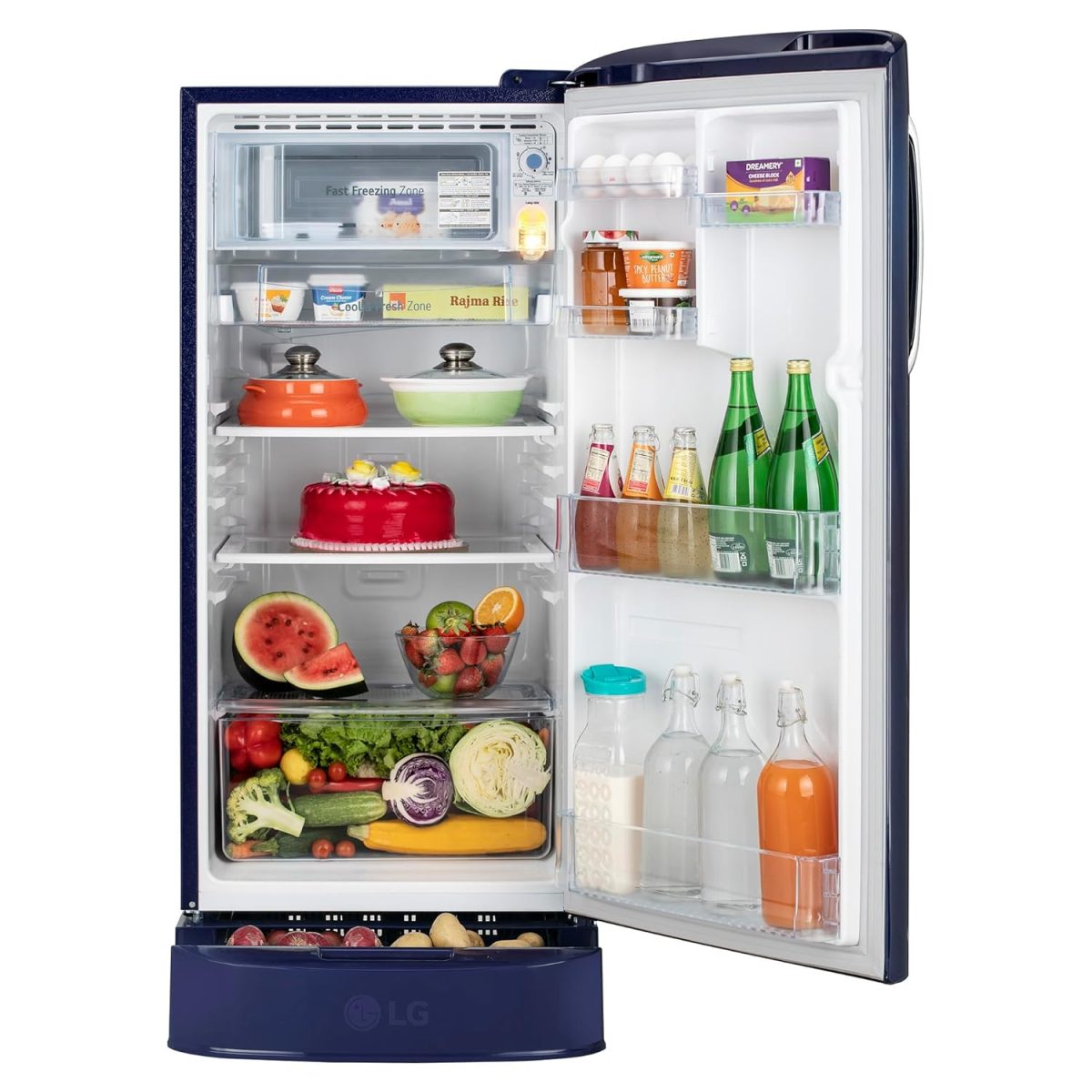 LG 185 L 5 Star Direct Cool Smart Inverter Compressor Single Door Refrigerator (GL-D201ABIU, Blue ILAN, Moist N Fresh, Auto Smart Connect with Base Stand Drawer) - Image 12