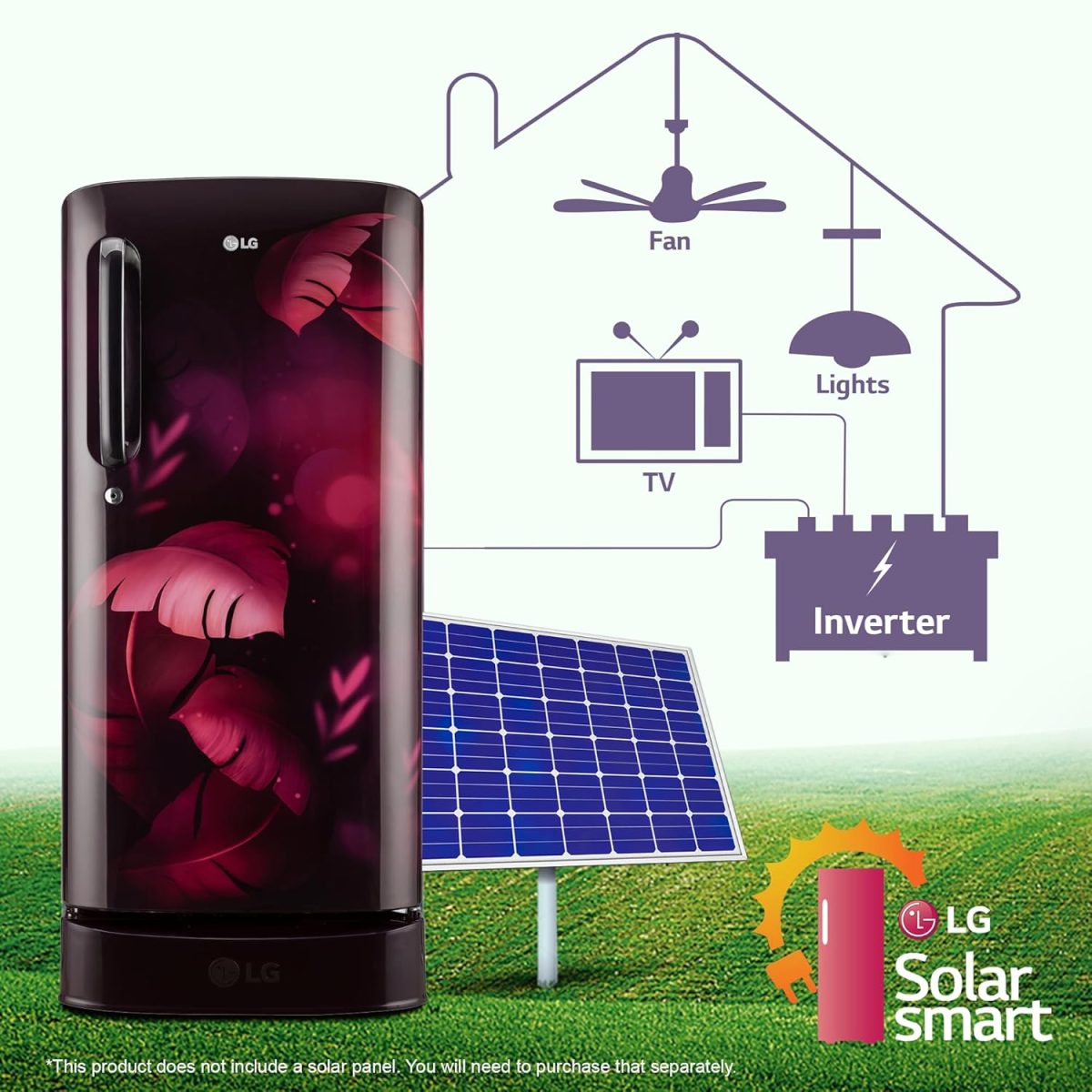 LG 185 L, 5 Star, Smart Inverter, Direct Cool Single Door Refrigerator (GL-D201APIU, Purple ILAN, Moist N Fresh, Auto Smart Connect & Base Stand Drawer) - Image 10