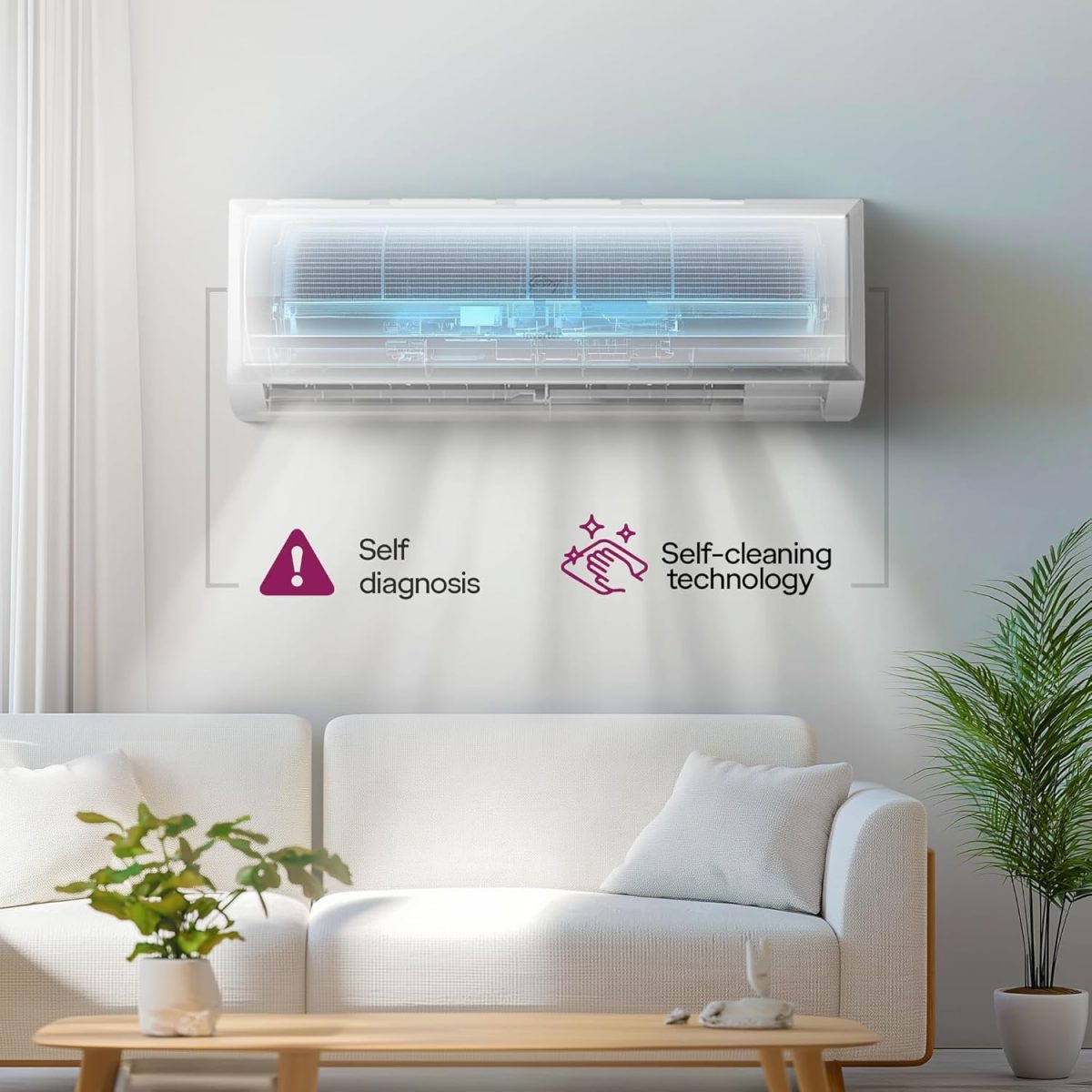 Godrej 1 Ton 3 Star, 5 Years Comprehensive Warranty, 5-In-1 Convertible Cooling, Inverter Split AC (Copper, 2025 Model, Heavy duty cooling at 52 °C, AC1T EI 12PINV3R32 WYQ 3S, White) - Image 5