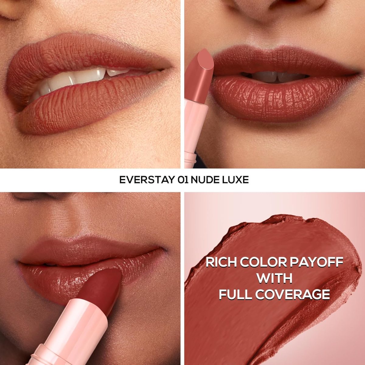 RENEE Everstay Matte Lipstick - Nude Luxe, Long Stay, Hydrating & Non-Drying, Smudge & Transfer Proof, Lightweight, Intense Pigment, Full Coverage, Vitamin E Infused, for All Occasions, 4.2g - Image 4