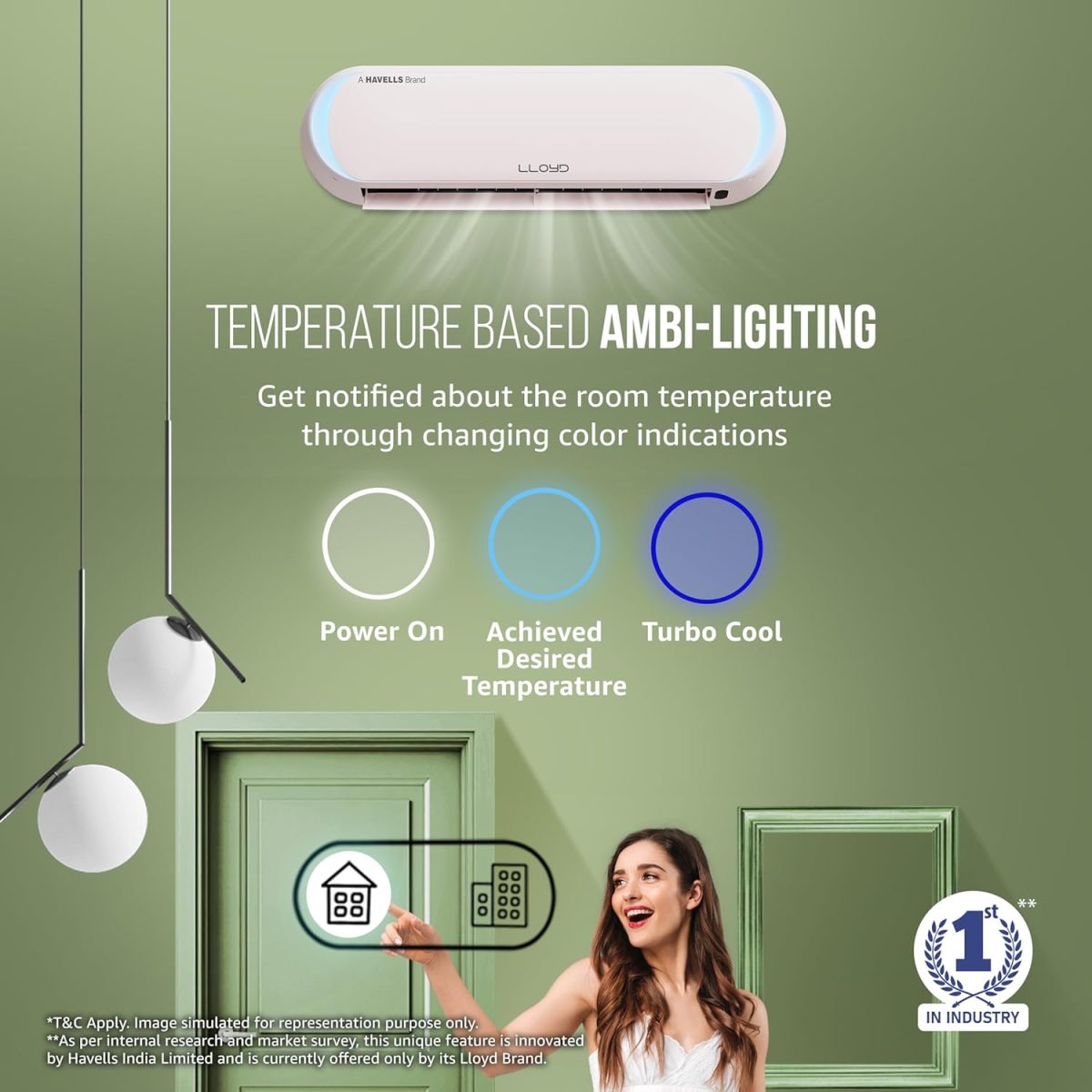 Lloyd Stellar Art 1.5 Ton 5 Star Wi-Fi Inverter Split AC (6 in 1 Expandable, Mood Lighting, In-Built Air Purifier, Direct Voice Command, Copper, White & Blush Pink, New Launch GLS18V5FBGST) - Image 4