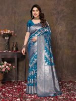 Yashika Women's Banarasi Kanjivaram Cotton Silk Saree With Unstitched Blouse Material - Image 6