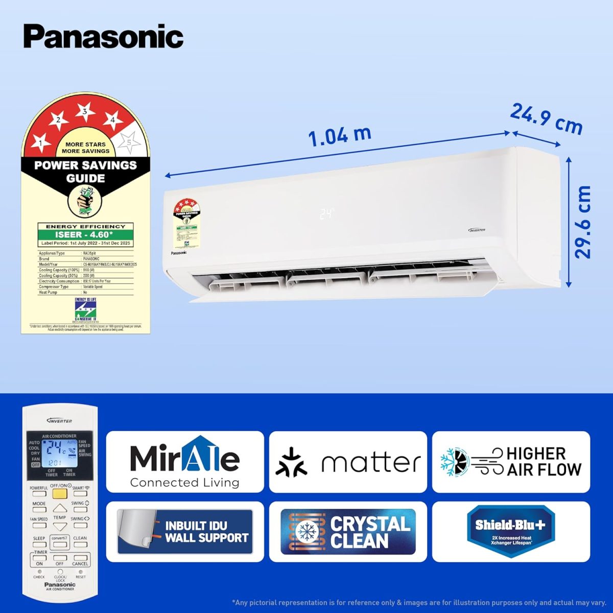 Panasonic 1.5 Ton 4 Star Premium Wi-Fi Inverter Smart Split AC (Matter Enabled, Higher Airflow, Copper Condenser, 7in1 Convertible, True AI, 4-Way, PM 0.1 Filter, CS/CU-NU18AKY4WX, White) - Image 6