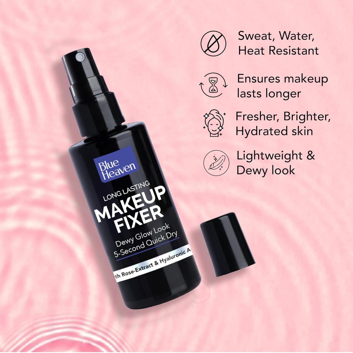 Blue Heaven Long-Lasting Makeup Fixer | Paraben Free & Sweat Proof | Infused with Vitamin E and Aloe Vera | Dewy Glow and Silk Matte Effect Setting Spray for Makeup | 60ml - Image 3