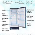 Samsung 189 L, 5 Star, Digital Inverter, Direct-Cool Single Door Refrigerator (RR21D2H259U/HL, Paradise Bloom Blue, Base Stand Drawer) - Image 3