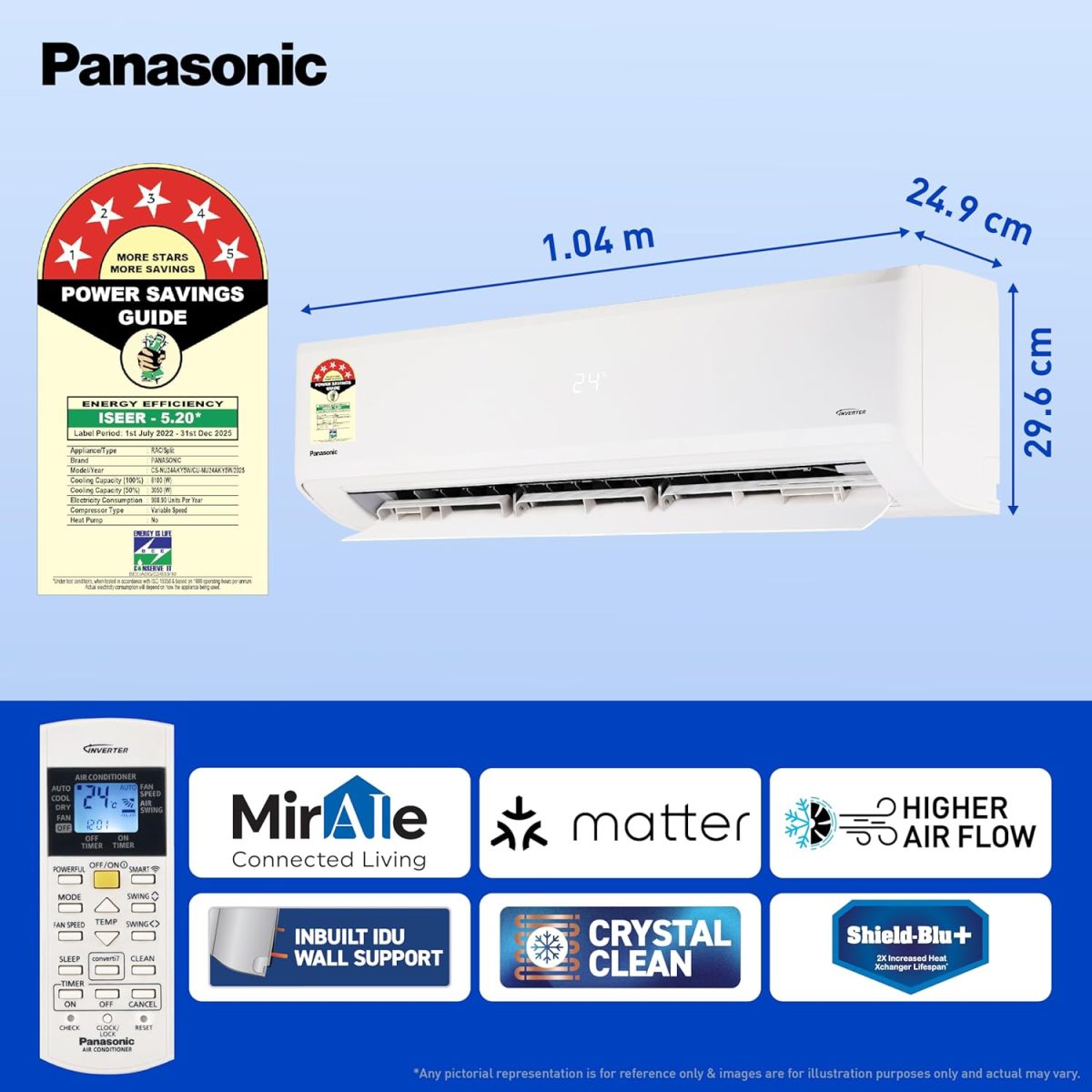 Panasonic 2.0 Ton 5 Star Premium Wi-Fi Inverter Smart Split AC (Matter Enabled, Higher Airflow, Copper Condenser, 7in1 Convertible, True AI, 4-Way, PM 0.1 Filter, CS/CU-NU24AKY5W, White) - Image 6