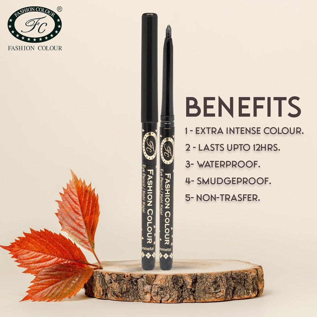 FASHION COLOUR Intense Revolving Kajal | High Impact Intense Color In 1 Stroke | 12 Hr Long Stay | Matte & Mettalic Finish | Soft Texture | Waterproof & Smudgeproof Kajal | (Grey) - Image 3