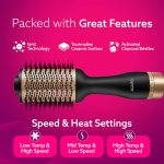 AGARO HV2179 Hot Air Brush for Hair, Blow Dryer Brush, Volumizer & Styler, 360° Airflow Vent, Oval Barrel for Hair Volume, Charcoal Bristles, Ceramic Coating Brushing Head, 1200W, Gold & Black - Image 7