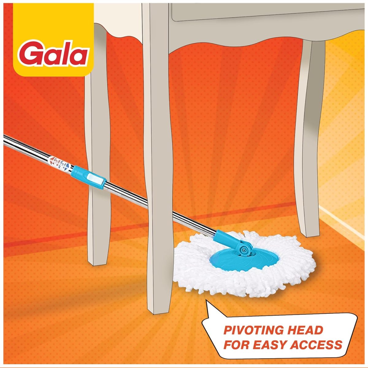 Gala e-Quick Spin Mop, Easy Wheels & Big Bucket with 2 Microfiber Refills, Floor Cleaning Mop with Bucket, pocha for floor cleaning, Mopping Set (white and blue) - Image 4