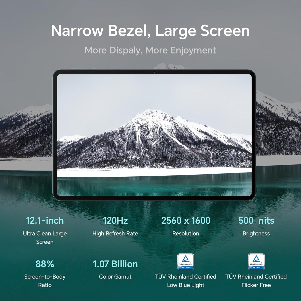 HONOR Pad 9 (Smartchoice) WiFi Tablet with Free Bluetooth Keyboard, 12.1-Inch 2.5K Display, 8GB, 256GB Storage, Snapdragon 6 Gen 1 (4nm), 8 Speakers, Up-to 17 Hours, Android 13, Metal Body, Gray - Image 3