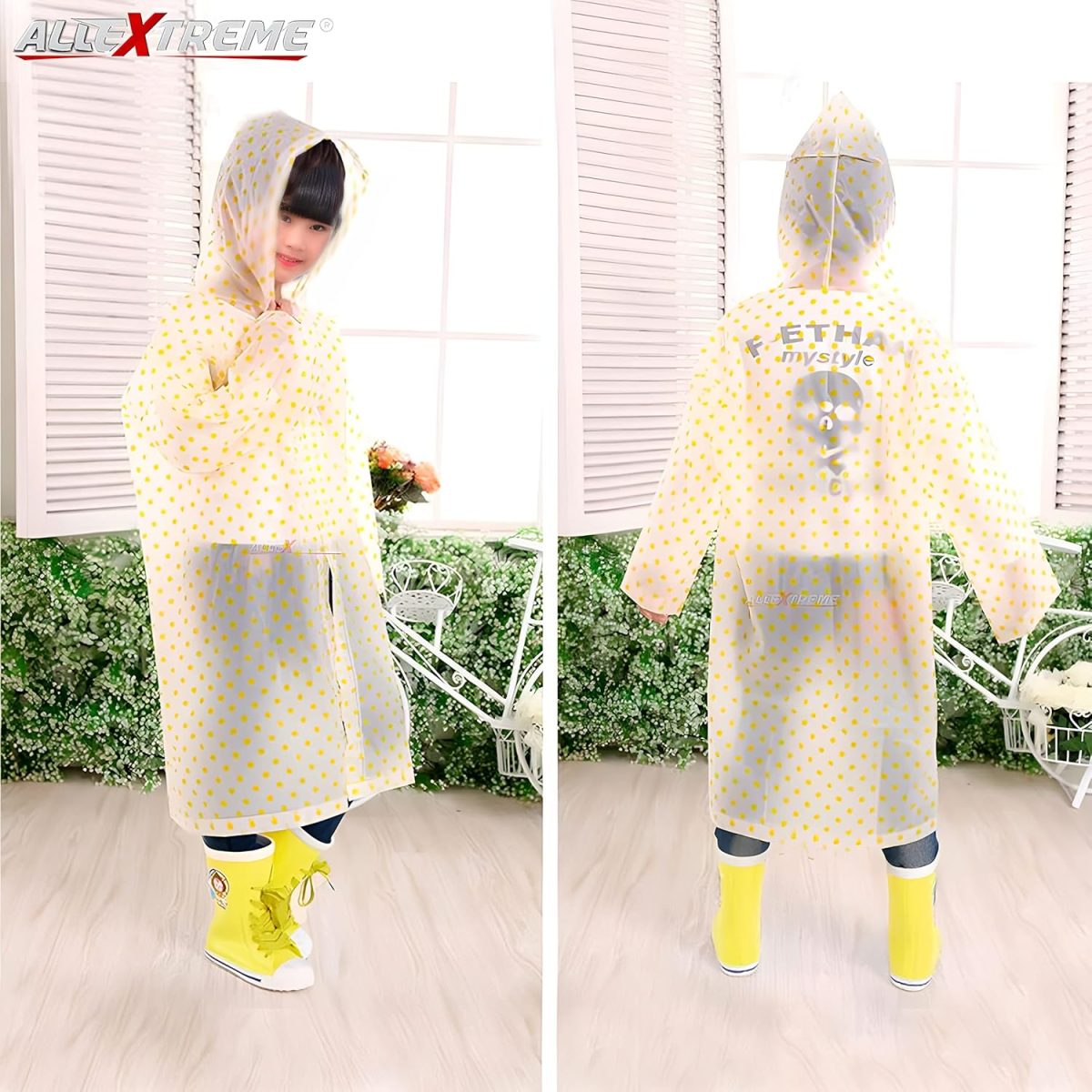 Allextreme EXRS02A Women EVA Transparent Rain Coat Hooded Outdoor Water Resistant Portable Raincoat Suit (Universal Size, Random Colors) - Image 6
