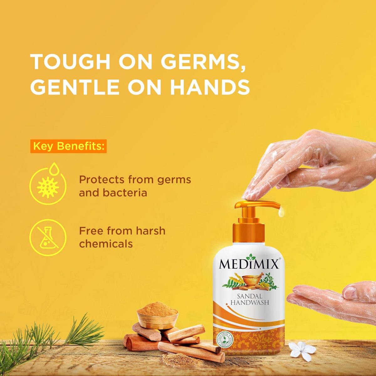 Medimix Sandal Liquid Handwash 500g Bottle (1 + 1 Combo Pack) | Ideal for Germ Protection, Soft & Moisturized Hands | Harsh Chemical-Free | Enriched with 18 Exotic Herbs - Image 5