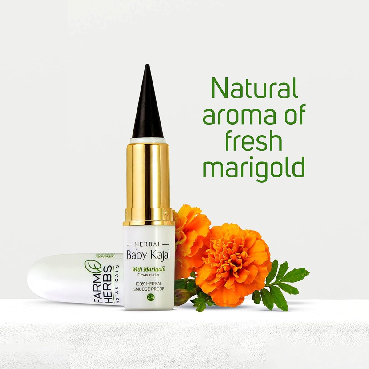 Farmherbs 100% Herbal All Natural Baby Kajal Stick - Certified Lead-free, Irritation-free, Premium Olive Wax with Pure Organic Marigold, Smudgeproof, Preservative-free, Synthetic Chemical-free, from Renowned Eyecare Institute, 100% Safe Kajal for Newborn Baby - Image 5