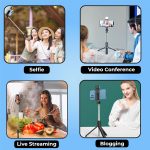 Kratos Selfie Stick Tripod Stand, 3 in 1 Multifunctional Design, Rechargable LED Light with Two Brighness Levels for Make up, Selfie & Photo Shoot, Selfie Stick with Bluetooth Remote (with Light) - Image 8
