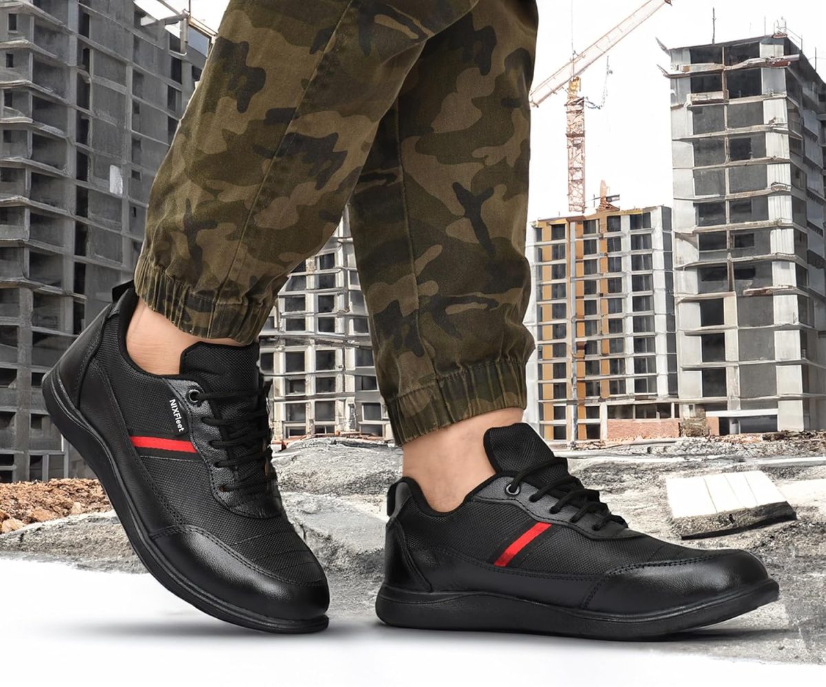 NIXFLEET Steel Toe Sports Look Safety Shoes for Men: Stylish and Sturdy Heavy-Duty Footwear with Slip-Resistant Outsole Black Size UK7 - Image 5